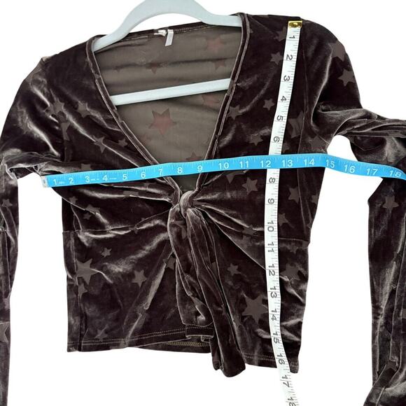 Out From Under star print velvet tie front top XS brown celestial grunge - Picture 4 of 5